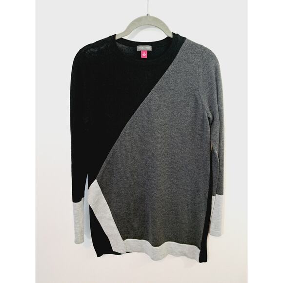 Vince Camuto Gray Black Light Weight Color Block Sweater In Size XS - Picture 1 of 5
